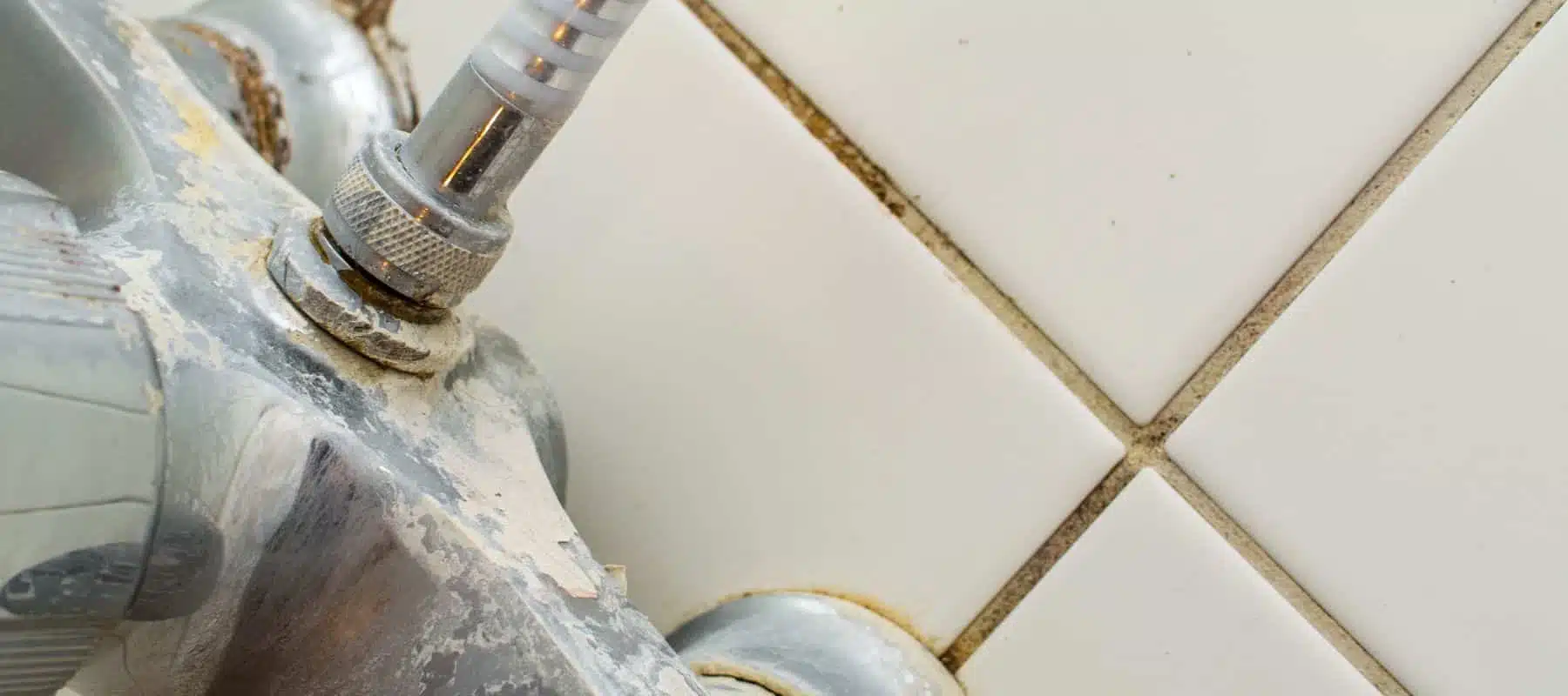 hard water residues on bathroom fixtures