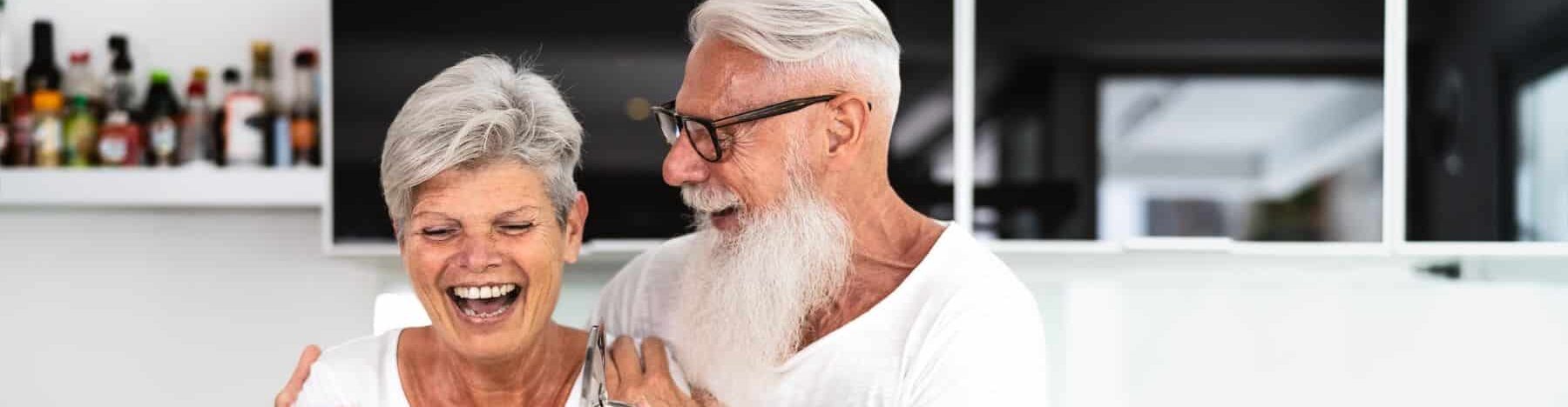 couple laughing and smiling