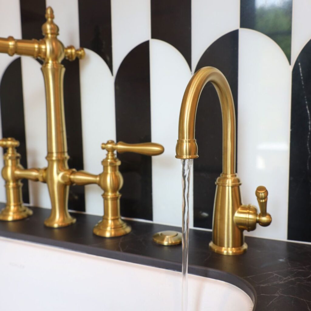 gold faucets in a luxury bathroom
