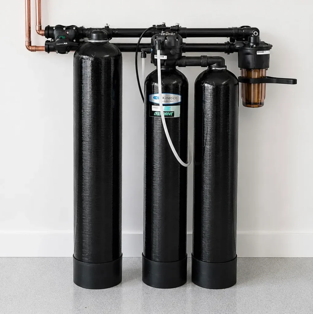 Salt free water system that removes chlorine and reduces scale.